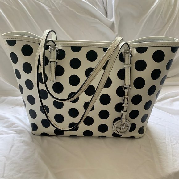 Michael Kors Handbags - GORGEOUS tote!Michael Kors Medium Polka Dot Saffiano Leather Tote, Black & White